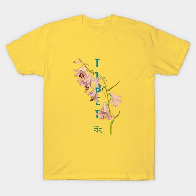 Tibet Vintage Floral Illustration T-Shirt by Pico Originals